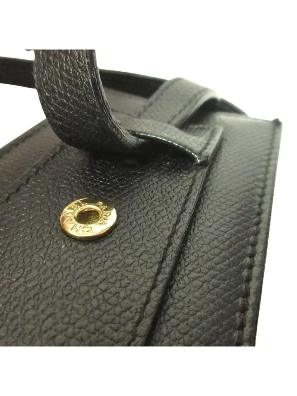 Chanel CC Logo Black Leather Pouch
